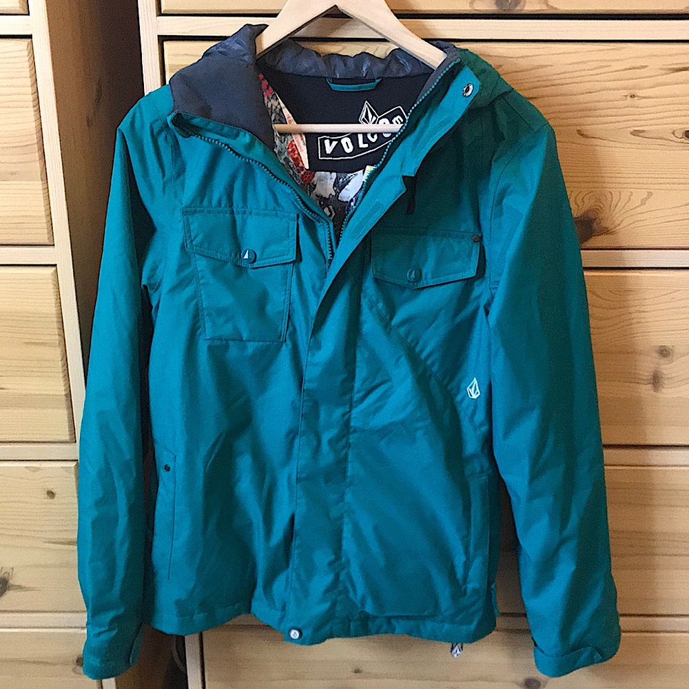 Volcom Blue Green Thermonite  Snowboarding Skiing Jacket Size Extra Small
